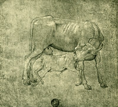Cow and calf by Benozzo Gozzoli