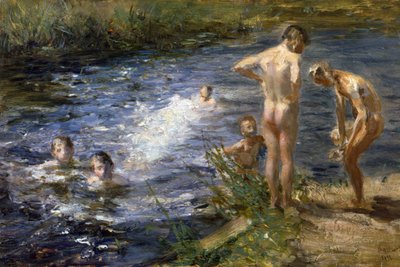 Boys at the river, 1899 by Beppe Ciardi