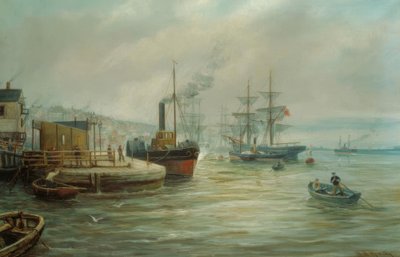 A Paddle Steamer and Other Shipping by Bernard Benedict Hemy