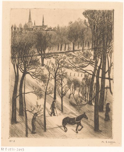 Vondelpark in winter by Bernard Essers (signed by artist)