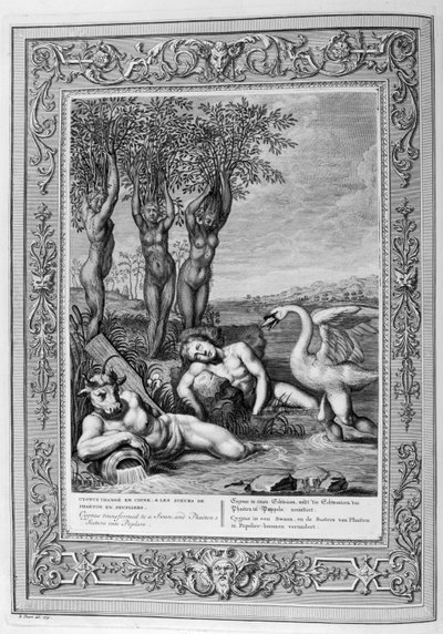 Cygnus Changed into a Swan (engraving) by Bernard Picart