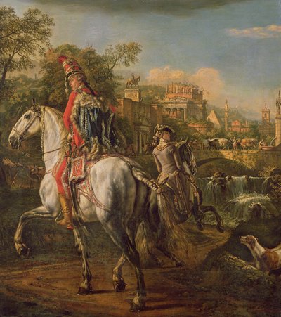 A Hussar on horseback by Bernardo Bellotto