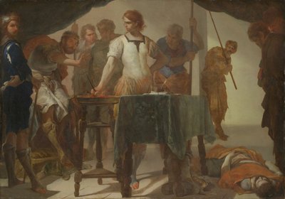 Mucius Scaevola Confronting King Porsenna by Bernardo Cavallino