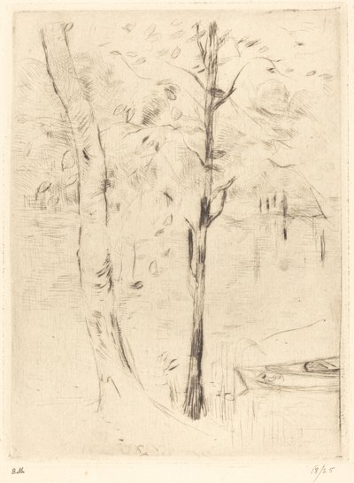 Lake with Rowboat by Berthe Morisot