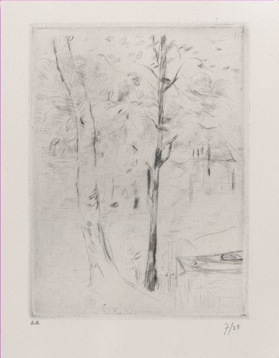Landscape Tree-Trunks near a River by Berthe Morisot