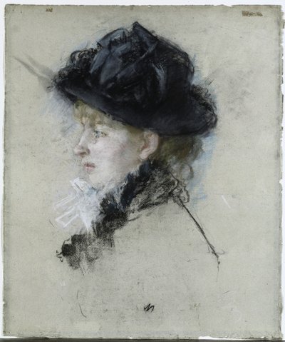 Mademoiselle Louise Riesener in a Hat by Berthe Morisot