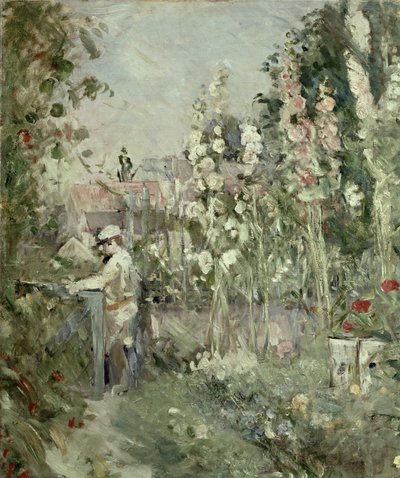 Young Boy in the Hollyhocks by Berthe Morisot