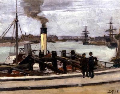 Thames Shipping by Bertram Priestman