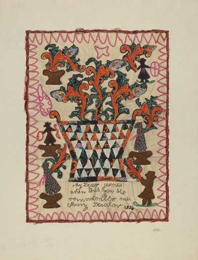 Applique Linen Panel by Beverly Chichester