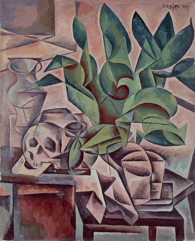 Still life showing skull by Bohumil Kubišta