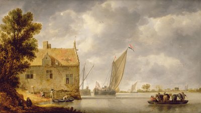 Builders Repairing a House by a River by Bonaventura Peeters