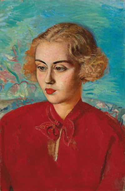 Woman in Red by Boris Dmitrievich Grigoriev