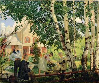 At Home by Boris Mikhailovich Kustodiev