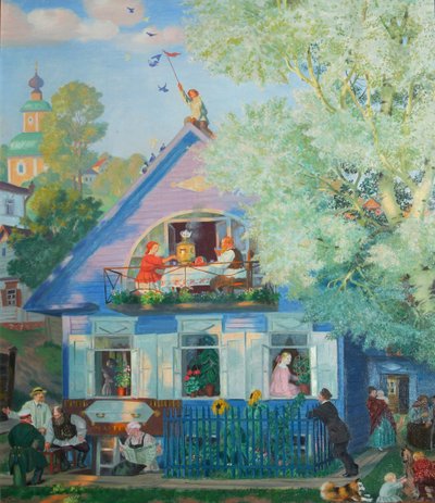 Small Blue House by Boris Mikhailovich Kustodiev