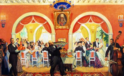 Wedding Feast by Boris Mikhailovich Kustodiev