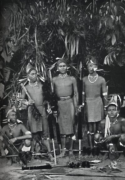 Angami Nagas in full dress, 1902 by Bourne and Shepherd