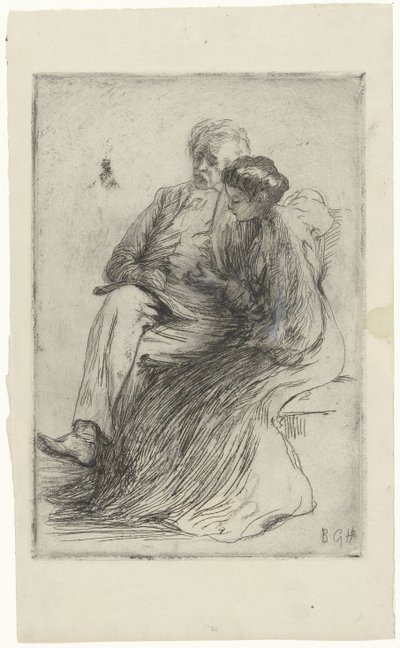 Young Woman Reading and Older Man by Bramine Hubrecht