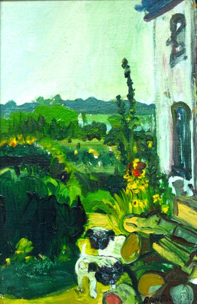 Pug Puppies in the Garden by Brenda Brin Booker
