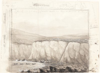 Sketch of Boats near a Cliff by British 19th Century