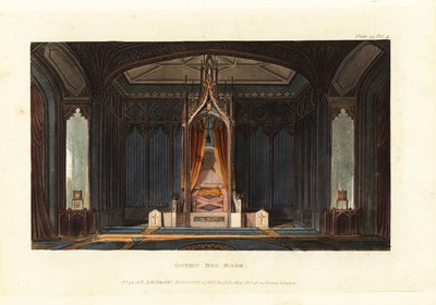 Design for a Gothic Bed Room by British School