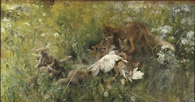 A Fox Family by Bruno Andreas Liljefors