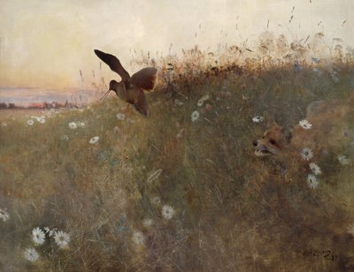 Fox and Woodcock by Bruno Andreas Liljefors