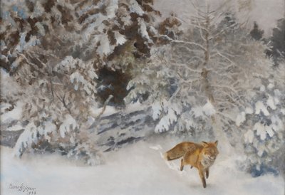 Fox in Winter Landscape by Bruno Andreas Liljefors