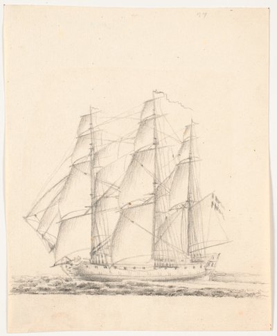 Warship Under Full Sail by C.A. Lorentzen