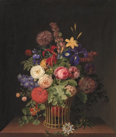 A Light Wicker Basket with Flowers by C.D. Fritzsch