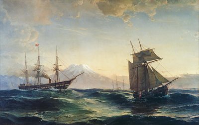 Ships off the Coast of Iceland by C.F. Sørensen