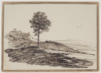 Mountain Landscape with Trees, Houses in the Background by C.F. von Rumohr