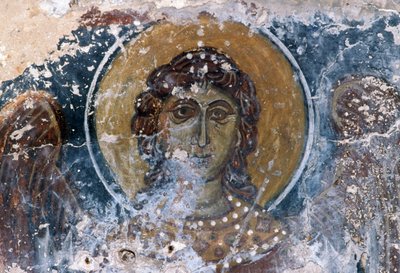 Jesus fresco in church of Agia Anna by J.B. and Brown J. Rowbotham