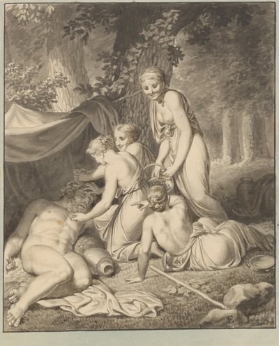The Sleeping Silenus Awakened by Bacchantes by Christoffer Wilhelm Eckersberg