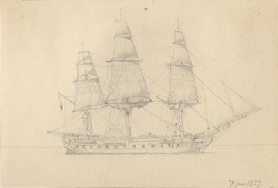 A Frigate by Christoffer Wilhelm Eckersberg