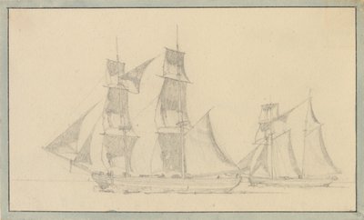 A Brig and a Schooner Under Sail by Christoffer Wilhelm Eckersberg