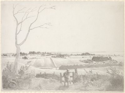 Landscape with Peasant Girl by a Stone Fence by Christoffer Wilhelm Eckersberg