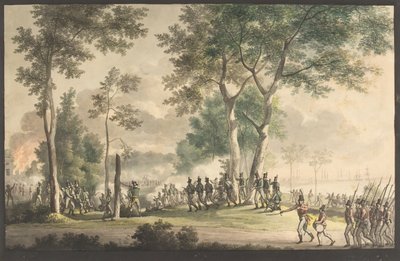 The Livjægernes sortie in Classens garden, August 31, 1807 by Christoffer Wilhelm Eckersberg