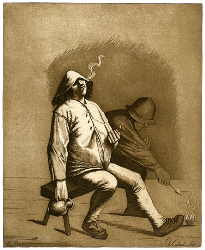 Two men sitting on a bench by Calnie