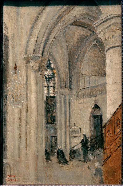 Mantes, Church Interior by Jean Baptiste Camille Corot