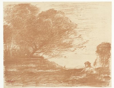 Sappho in Landscape by Camille Corot
