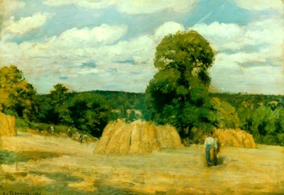 Harvest at Montfoucault, 1876 by Camille Jacob Pissarro