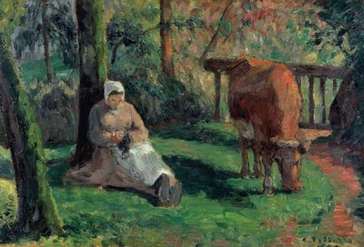 Shepherdess, Montfoucault by Camille Jacob Pissarro
