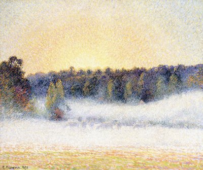 Sunset and Mist at Eragny by Camille Jacob Pissarro