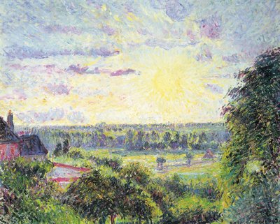 Sunset at Eragny by Camille Jacob Pissarro