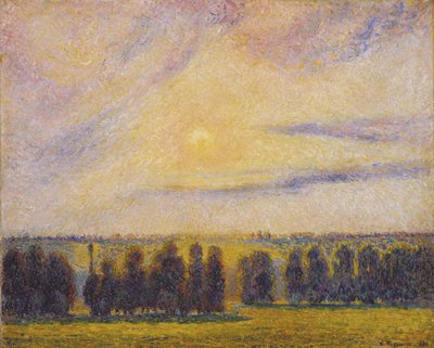 Sunset at Éragny by Camille Jacob Pissarro