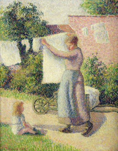 Woman Hanging up the Washing by Camille Jacob Pissarro