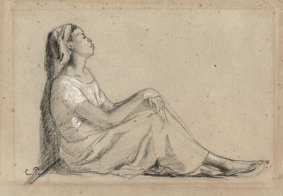 Young Black Woman Sitting by Camille Jacob Pissarro