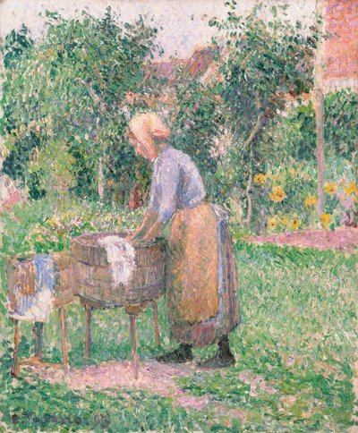 A Washerwoman at Éragny by Camille Jacob Pissarro