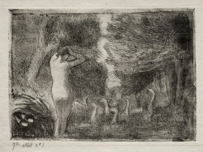 Bather and Geese by Camille Pissarro