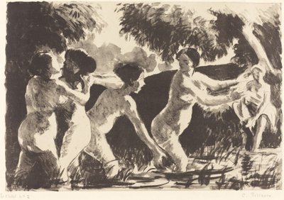 Bathers Wrestling by Camille Pissarro